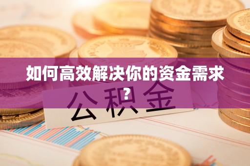 谢家集如何高效解决你的资金需求？